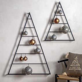 Black Wall Christmas Tree With Hooks