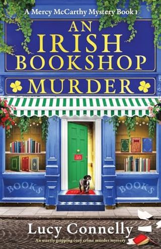 An Irish Bookshop Murder book cover with a blue store front and books in the windows