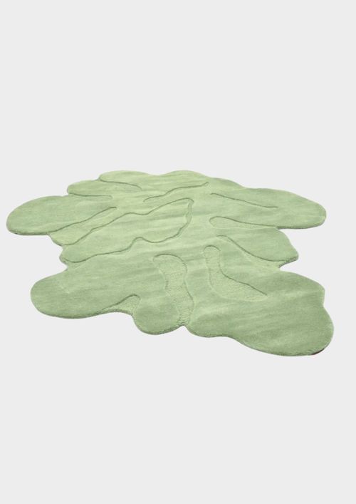 Irregular Mint Green Wool Rug