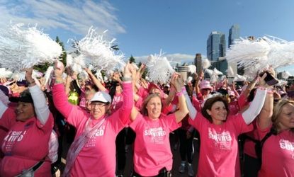 Participants attend the 2011 Avon Walk for Breast Cancer in New York: In the past two decades, there were 34 percent fewer breast cancer-related deaths.