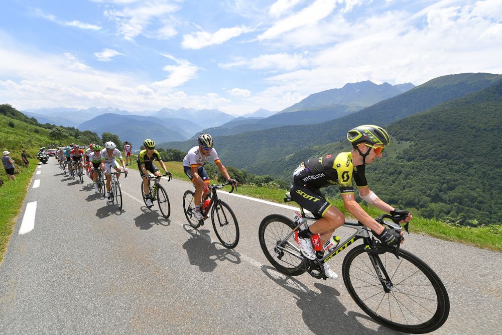 Adam Yates leads the breakway during stage 19 at the Tour de France