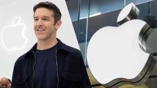 John Ternus next to Apple logo