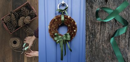 how to make a pine cone wreath