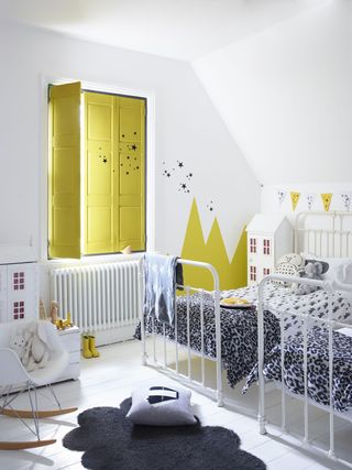 Small children's bedroom ideas with yellow shutters