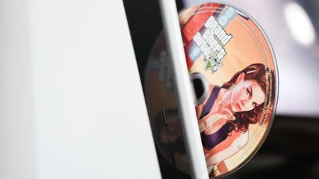 GTA V physical disc in PlayStation 5 console