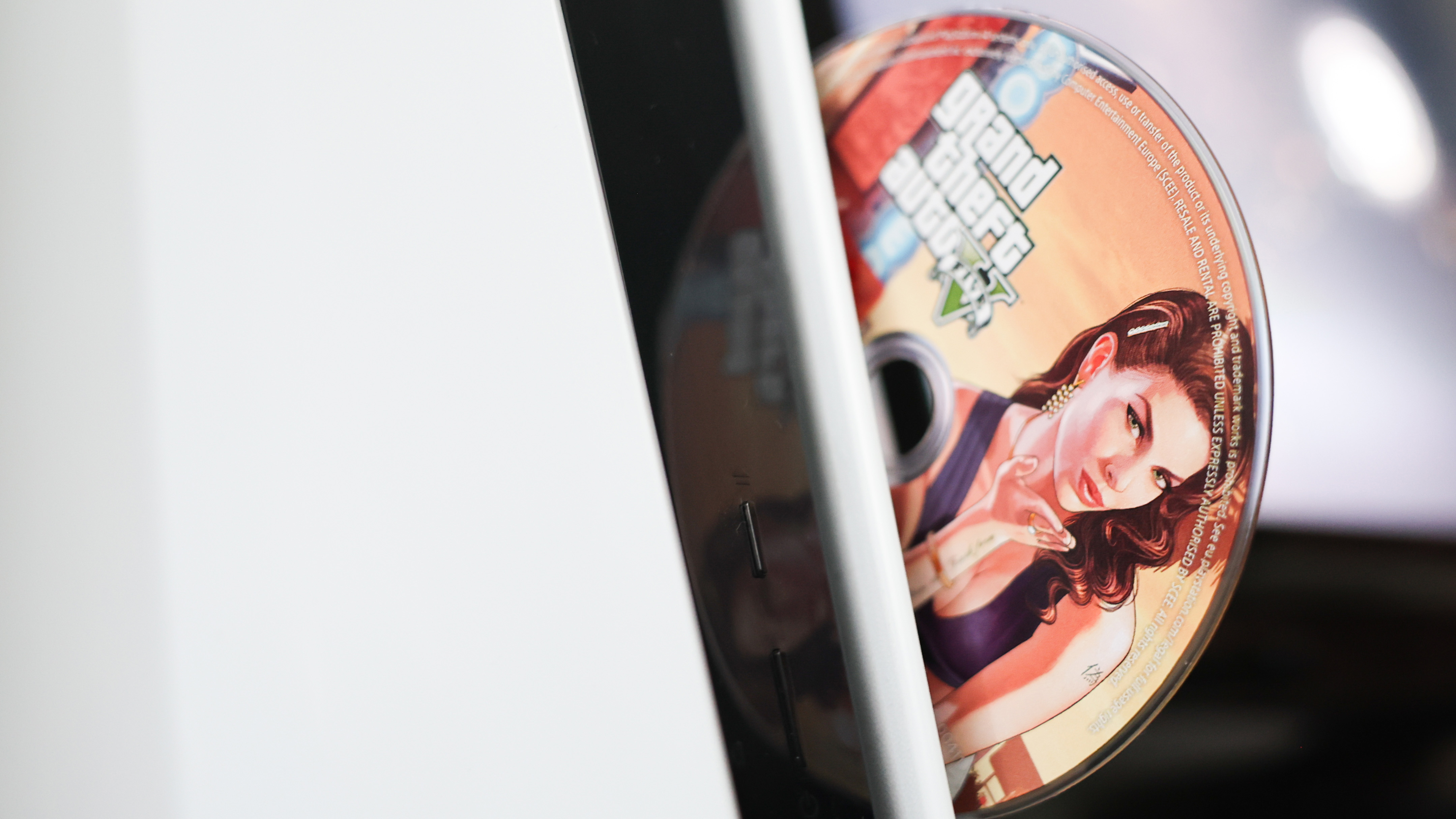 GTA V physical disc in PlayStation 5 console
