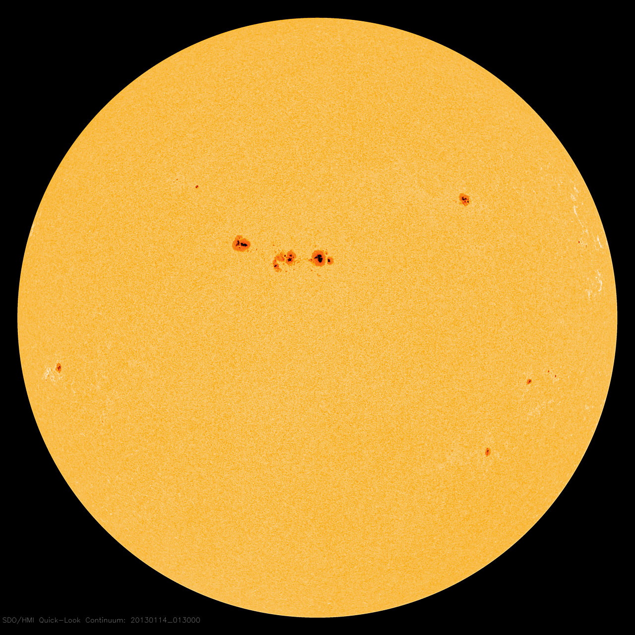 Sunspots on 14 January 14, 2013