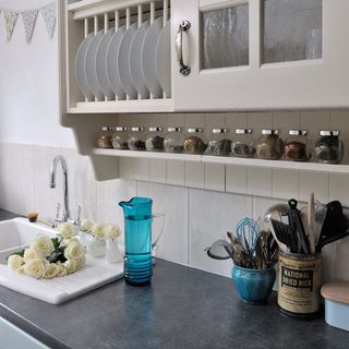 kitchen with sink white wall