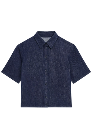 Theory Short-Sleeve Denim Button-Front Shirt 