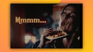 AI-generated image of a women eating pizza