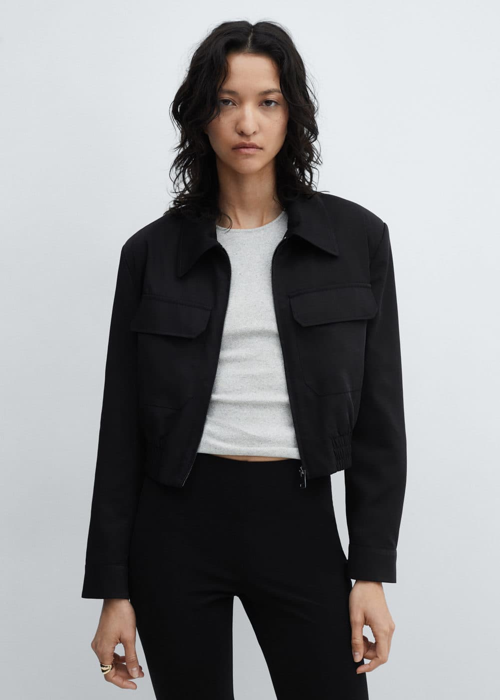 Cropped Jacket With Pockets -  Women