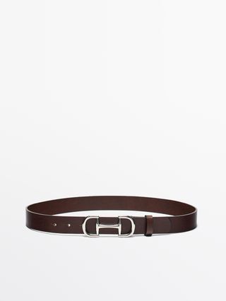 Leather Belt With Square Buckle