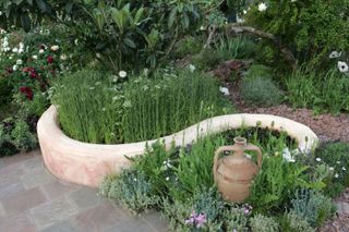 curved flowerbed