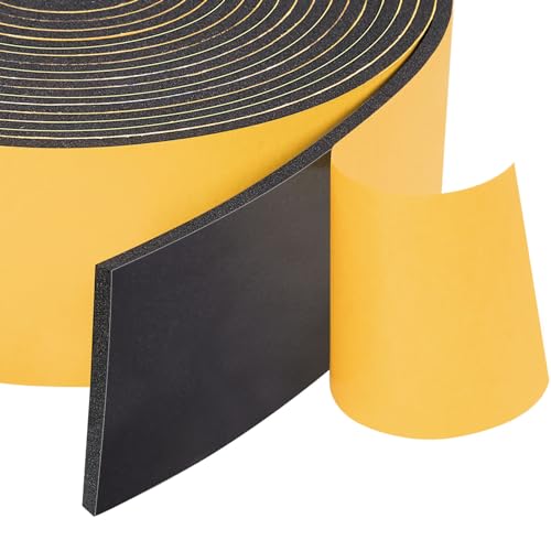 Yotache Neoprene Weather Stripping 2" W X 1/8" T (new Adhesive Craft), Self Adhesive Foam Rubber Seal Strip Tape for Door and Window, 16 Ft Length