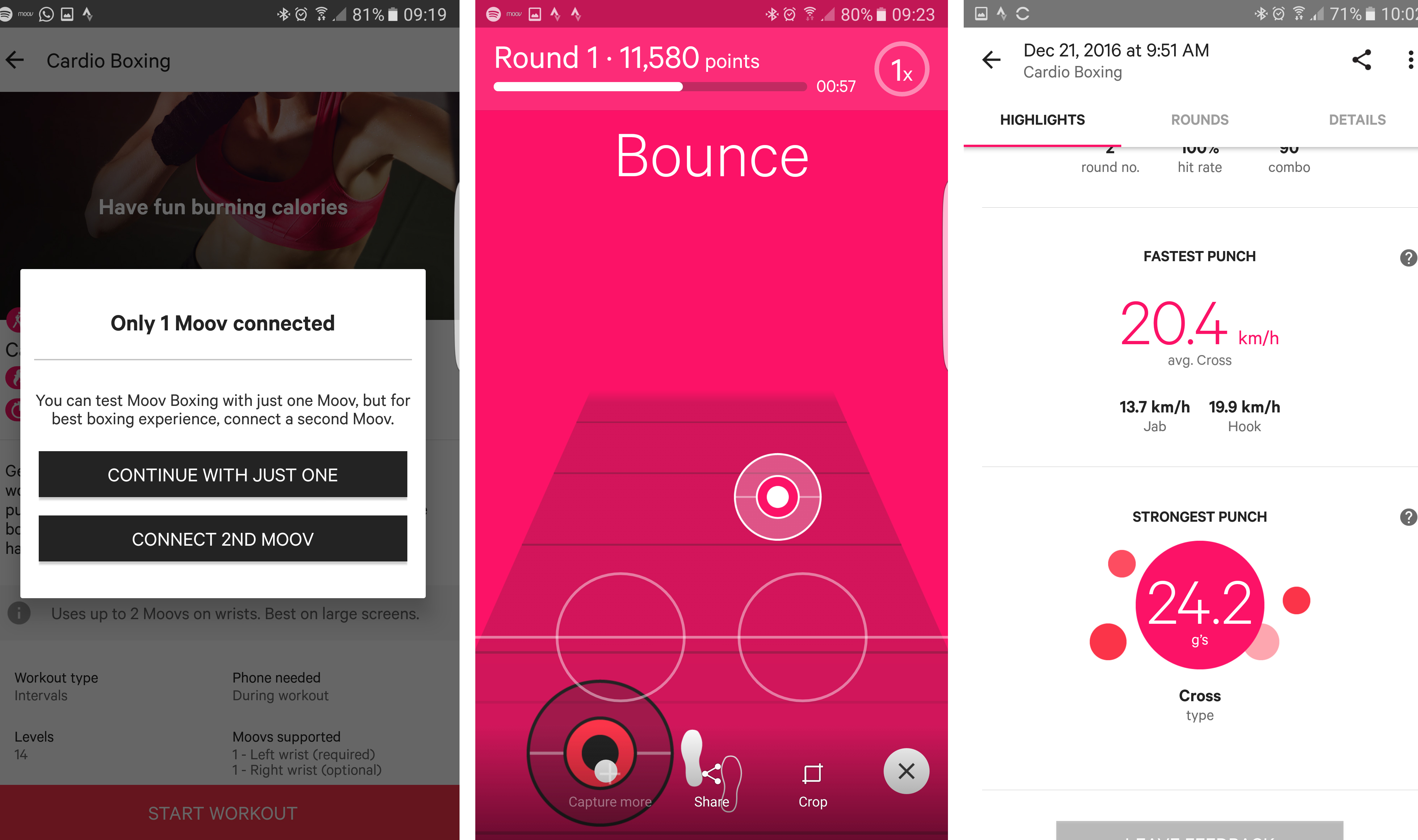 The middle grab shows the Moov Now Cardio Boxing missing when you've only got one tracker on