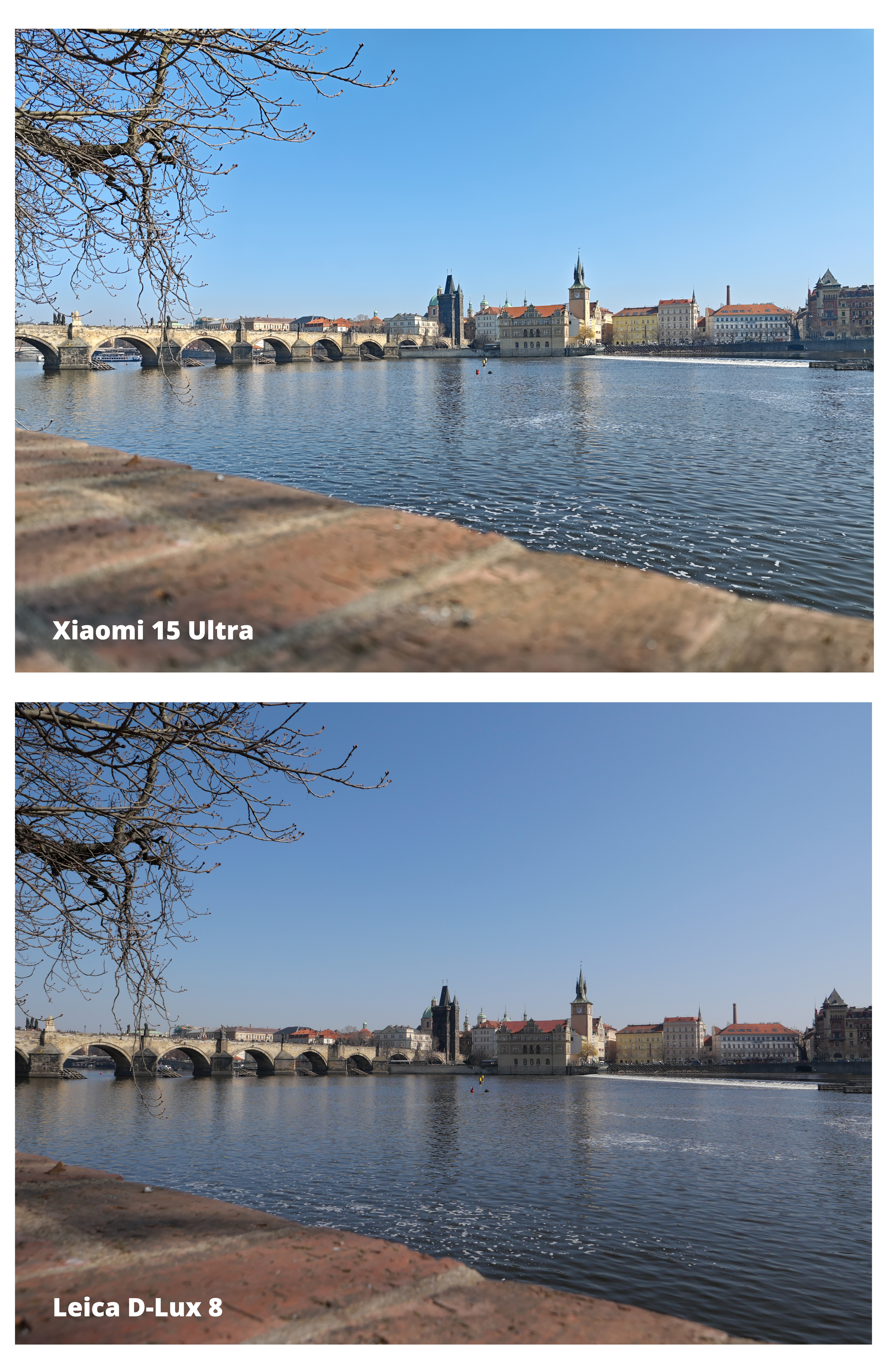 Two images of a river next to one another