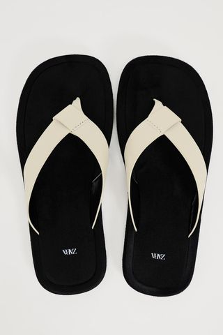 Zara, Flat Leather Slider Sandals