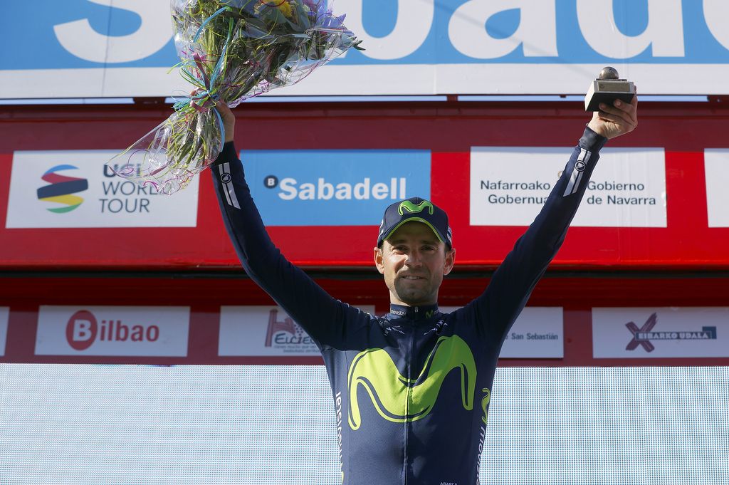 Stage winner Alejandro Valverde on the podium