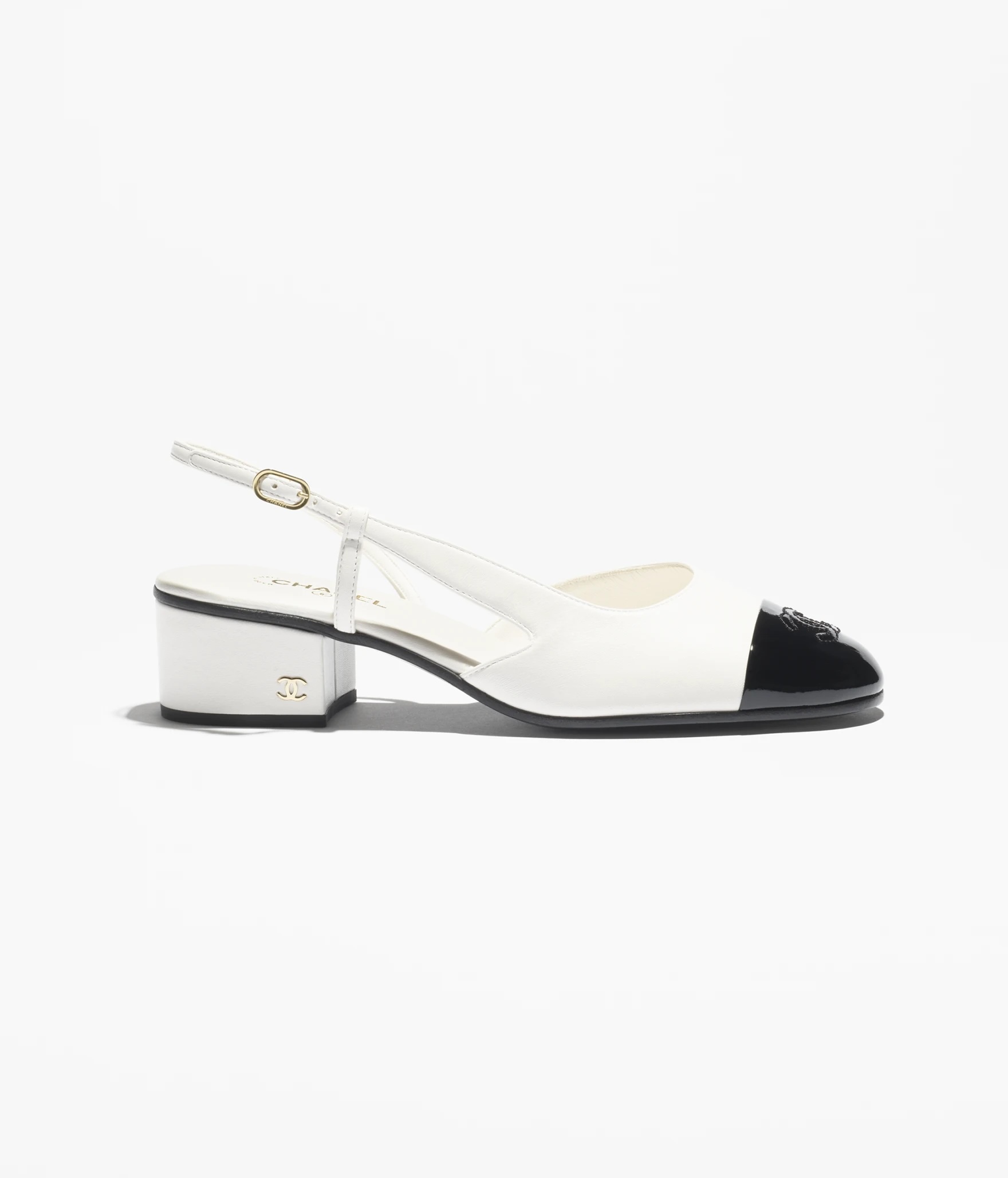 Chanel, Lambskin-Patent Calfskin Slingbacks
