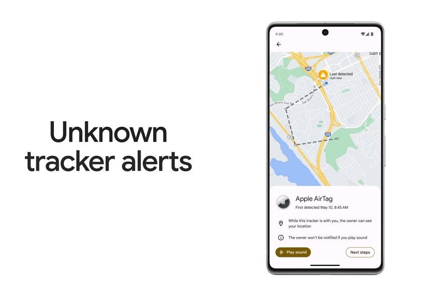 Unknown tracker alerts and a map to find it and get rid of it.