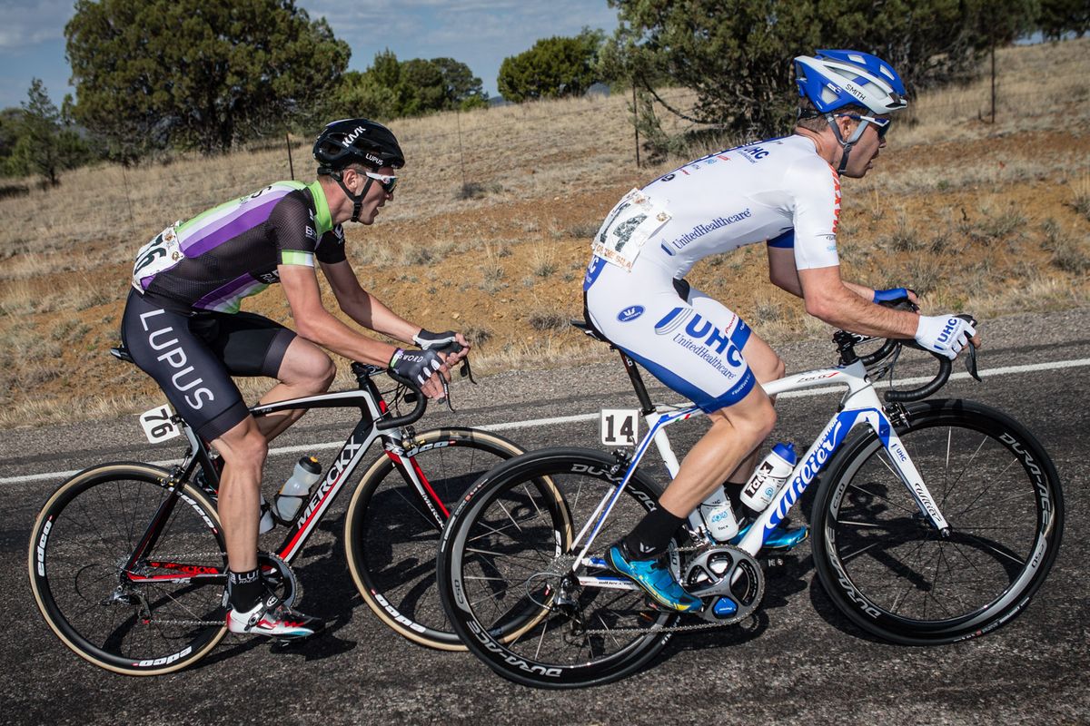 Jonathan Clarke (UnitedHealthcare) and Nicolau Tanovitchii (Lupus) bridge to the break