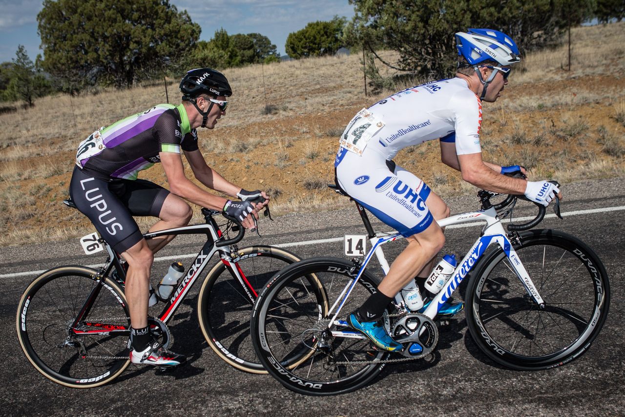 Jonathan Clarke (UnitedHealthcare) and Nicolau Tanovitchii (Lupus) bridge to the break