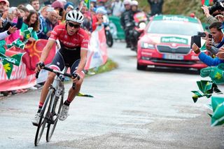 Alberto Contador finishes stage 17 at the Vuelta
