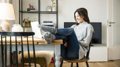 Woman enjoying a virtual date with her laptop