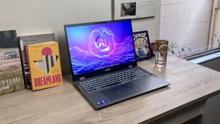 MSI Prestige 16 AI EVO (2025) review unit on desk