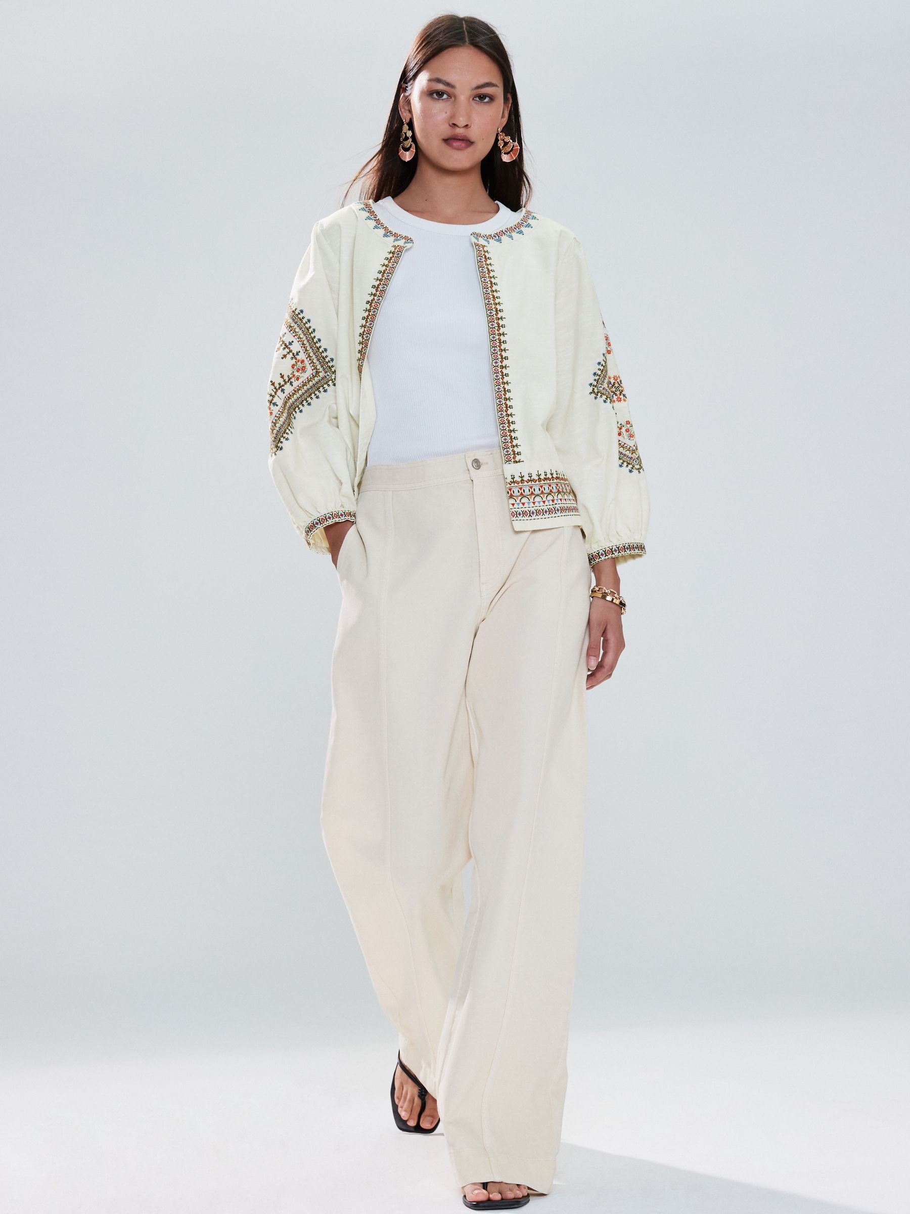 Butter Yellow Seam Front Wide Leg Jeans