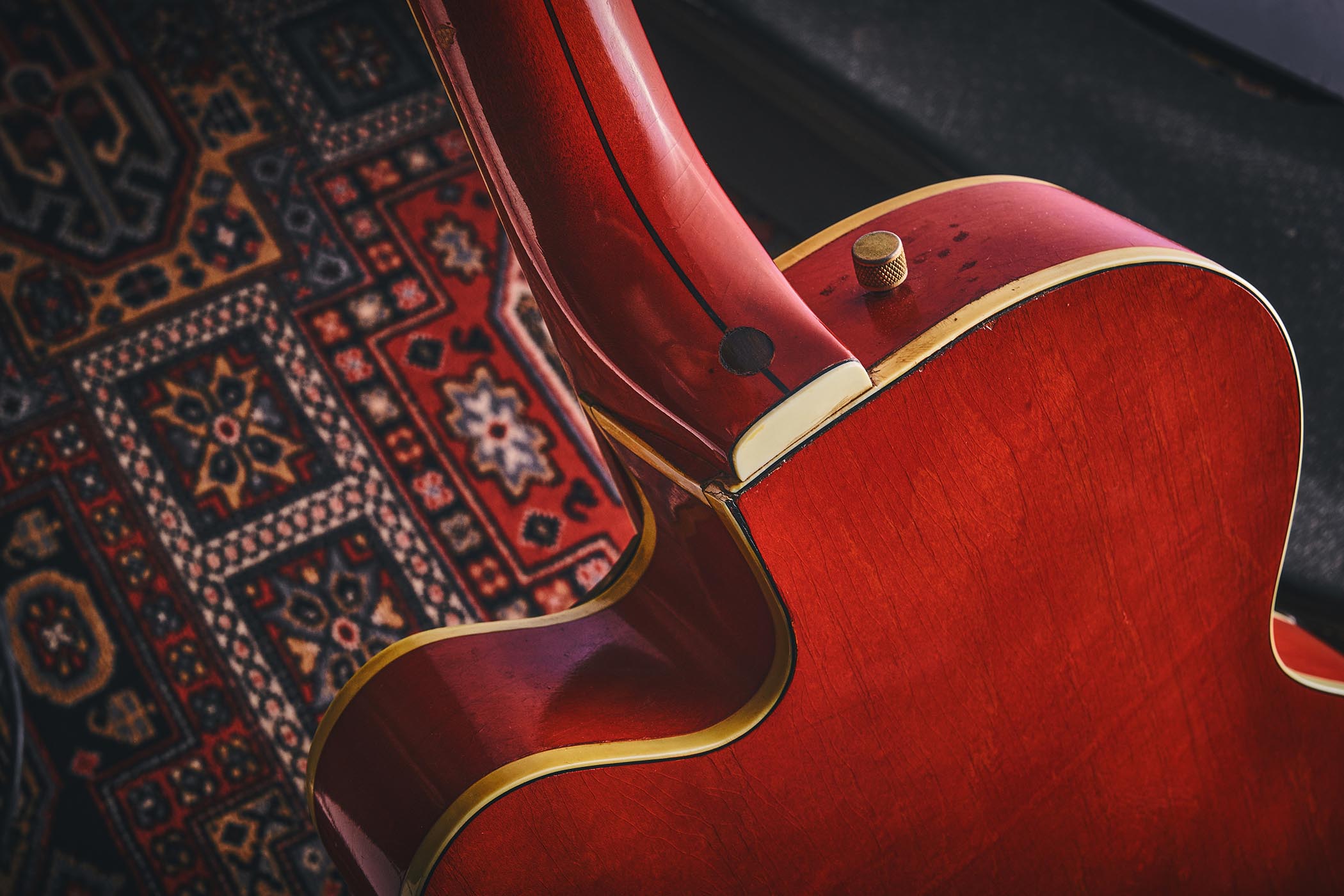 Jimmy Page&#039;s 1947 Gretsch 6120: a vintage unicorn photographed in detail, with the original NME featuring the Led Zeppelin guitarist&#039;s interview.
