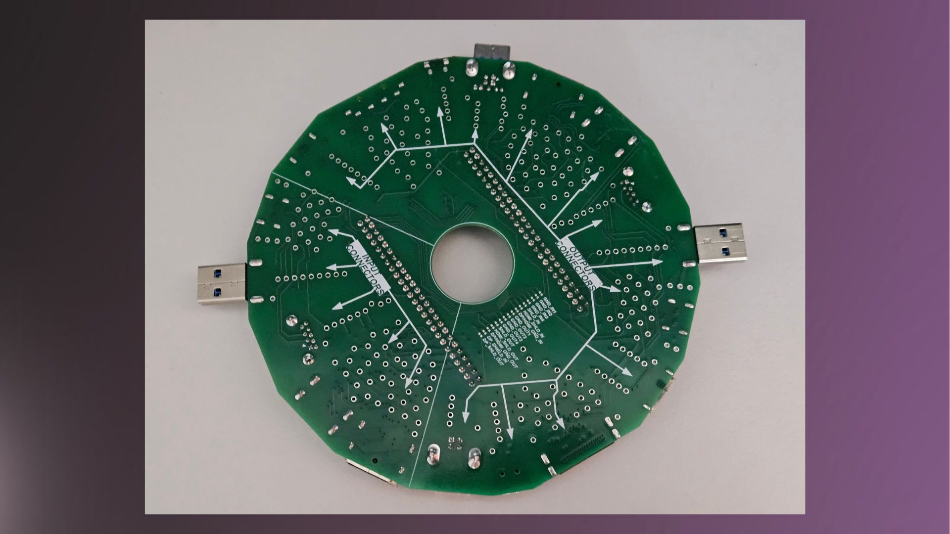 A picture of a USB tester with 12 different connector types.