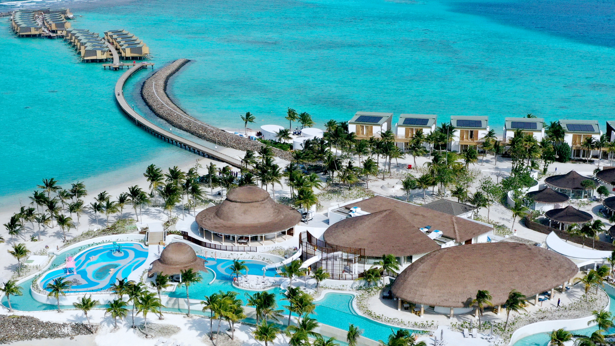 An aerial overview of the island in the North Atoll, Maldives