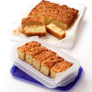 plastic container with cake