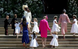 The bridesmaids and page boys arrive at Harry and Meghan's wedding.