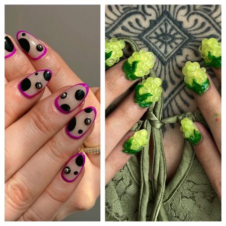 polka dot nails and grape nails