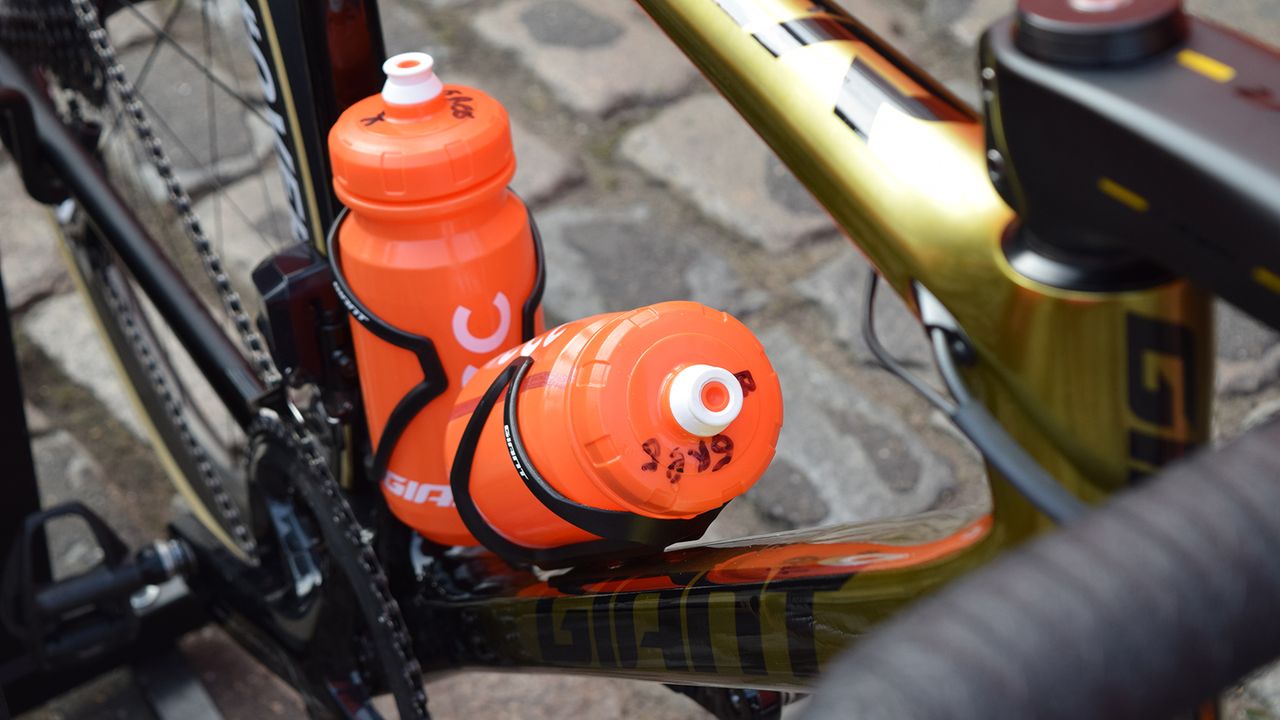 Bidons are marked up for individual riders as they often have a specific mix for each rider