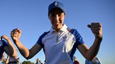 Carlota Ciganda celebrates winning the 2023 Solheim Cup at Finca Cortesin in Spain