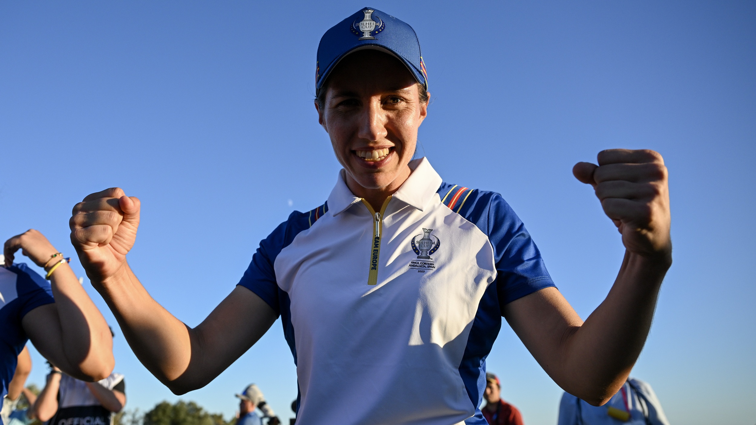 Carlota Ciganda celebrates winning the 2023 Solheim Cup at Finca Cortesin in Spain