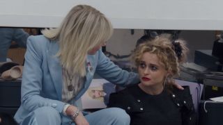 Cat Blanchett comforing Helena Bonham Carter (who is crying) in Ocean's 8.