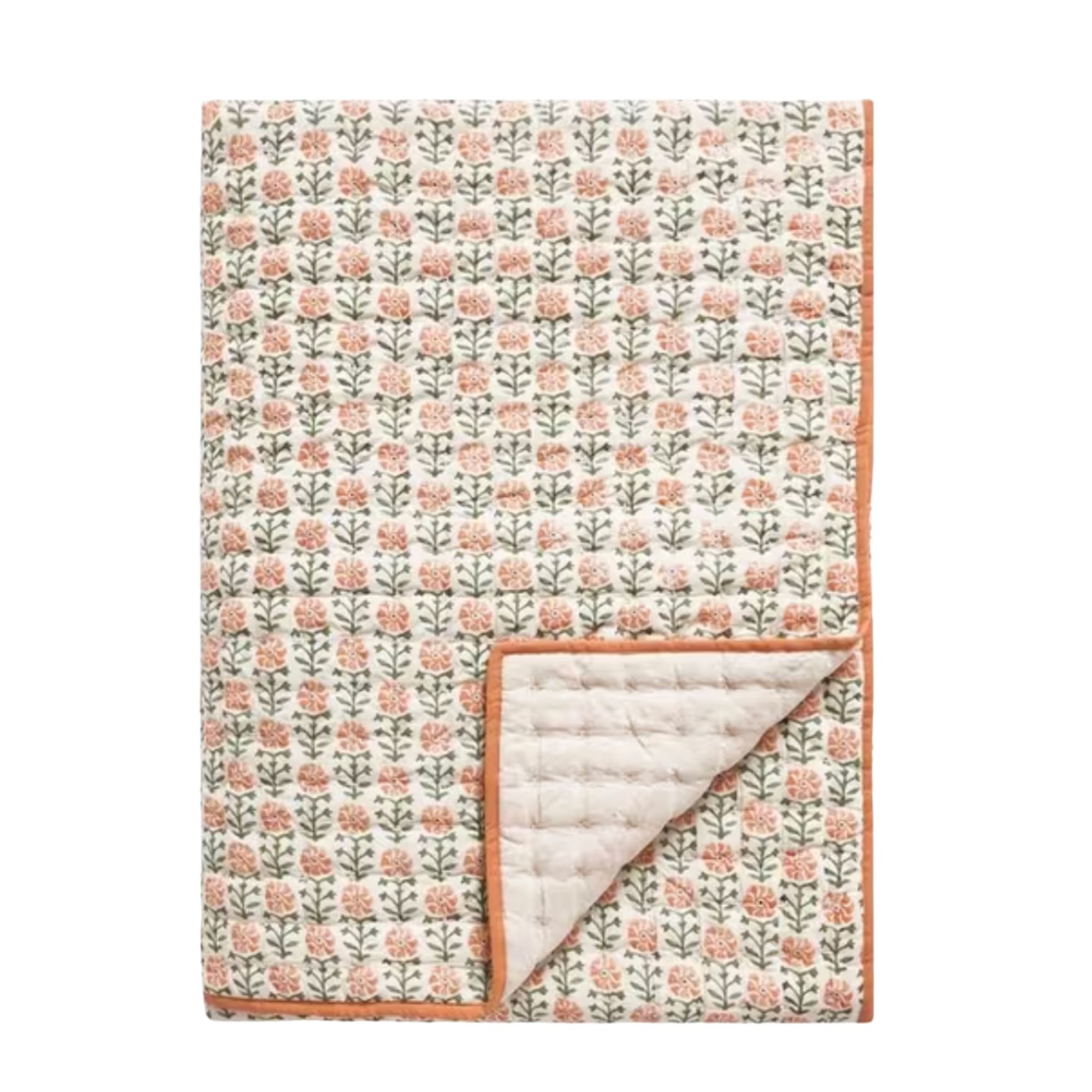 Aria Reversible Quilted Bedspread, Terracotta