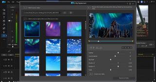 Screenshot of AI sky replacement in video editing software CyberLink PowerDirector