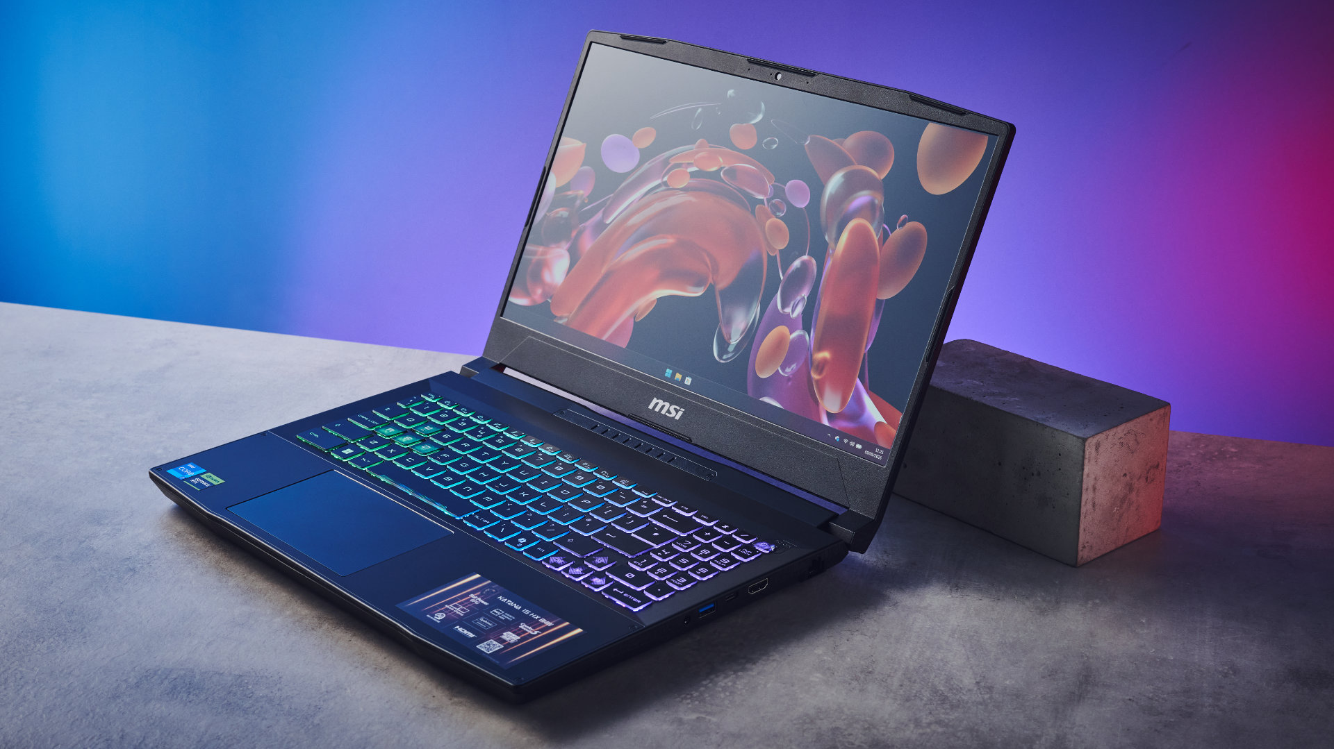A black MSI Katana 15 HX B14W gaming laptop