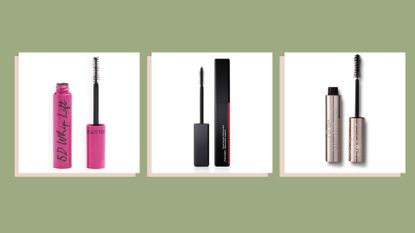 composite of mascara bottles and wands from Revolution, Shiseido, Ciate included in the best mascaras for short lashes guide