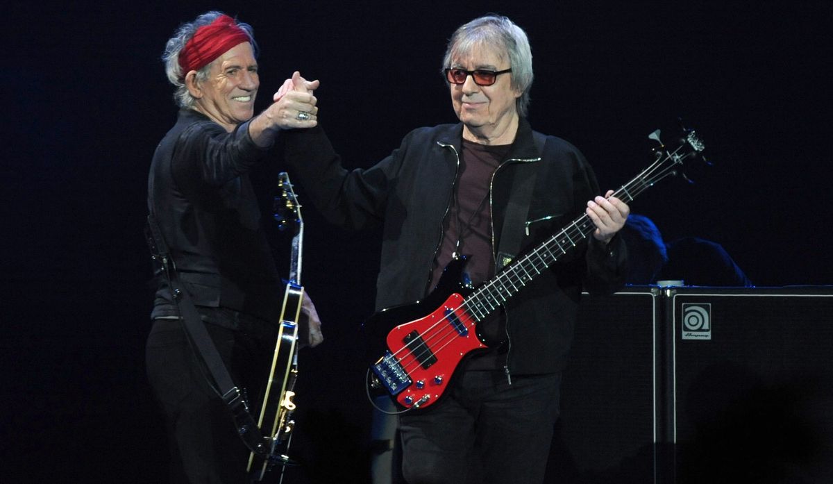 Keith Richards (left) and Bill Wyman onstage at the O2 Arena in London on November 25, 2012