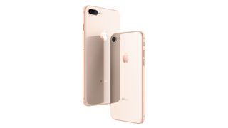 The back of the Rose Gold iPhone 8 and iPhone 8 Plus.