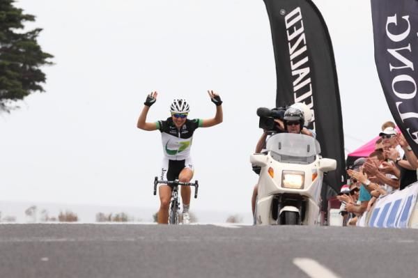 Shara Gillow (GreenEDGE) had plenty of time to celebrate her win at Portarlington