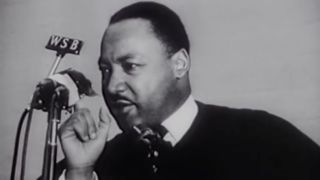 Martin Luther King Jr. speaking at Western Michigan University in the documentary King: A Filmed Record...From Montgomery to Memphis.