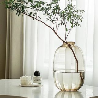 Gelive Brown Glass Vase Large Clear Vase Primary Colored Glass Vase Centerpiece Vase Floor Vase Tall Flower Vase for Long Stem Branch Artificial Fresh Flower Tabletop Home Indoor Decoration (brown)