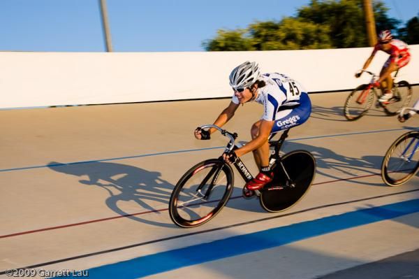 Grant Boursaw takes a turn at the front in the Men's Scratch Race.